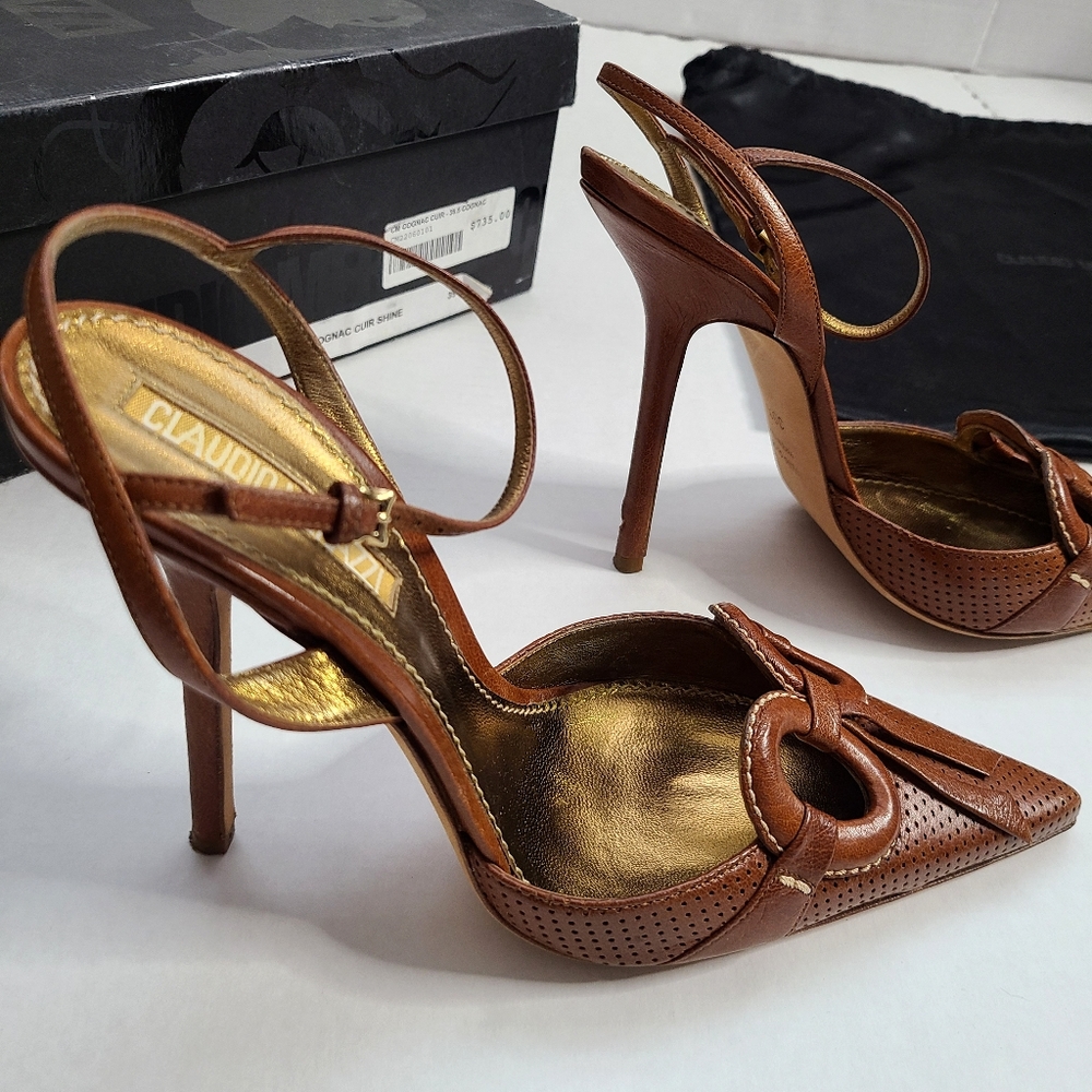Claudio Merazzi Cognac Pointy Heel